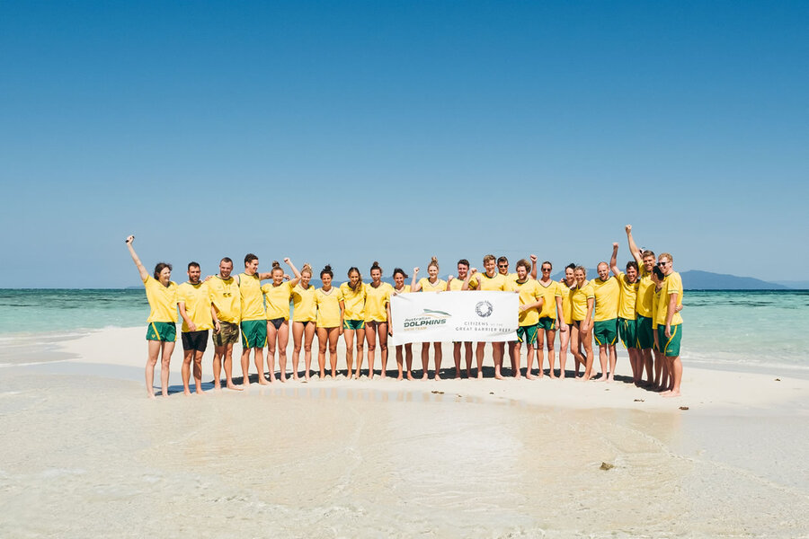 Australian Swimming Team on the Great Barrier Reef